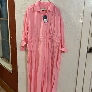 Women’s dress size large color pink. The length is 53”from the top to bottom.
